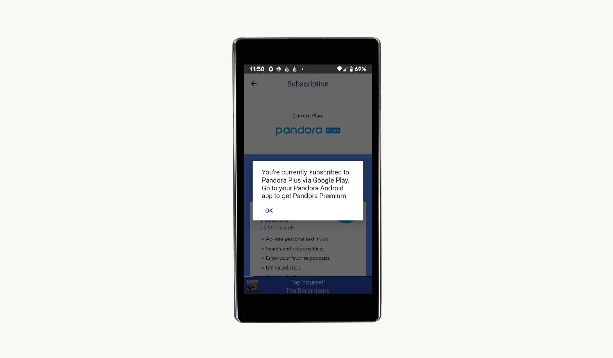 Cancel Pandora Subscription on Android